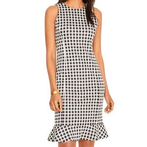 Ann Taylor Black and White Gingham Check Sleeveless Sheath Dress 10P